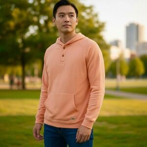 Wrangler Men's Orange Hoodie Shirt XXL Regular Long Sleeve Kangaroo Pocket NWT